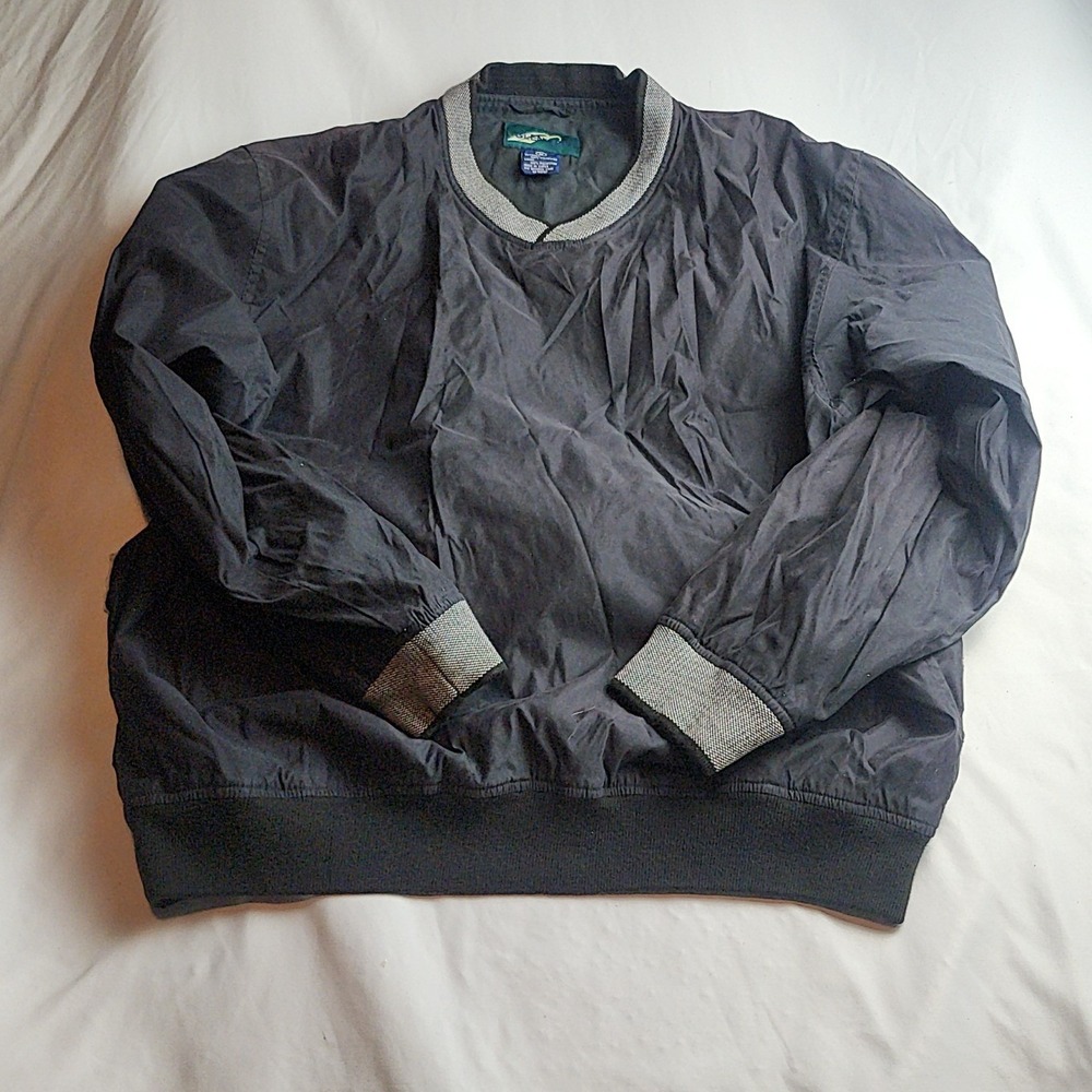 Glen Echo V-Neck Pullover Wind Shirt 100% Polyester Navy Blue Men's Size Medium